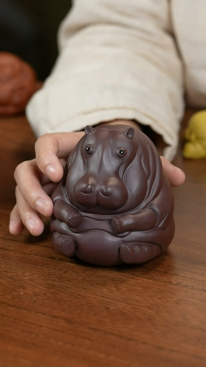 【闪购商品】紫砂蹲坐河马茶宠