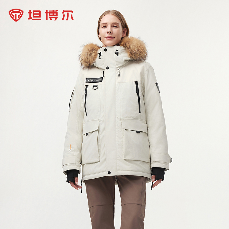 坦博尔商场同款毛领户外羽绒服短款情侣外套时尚保暖TCF530302A