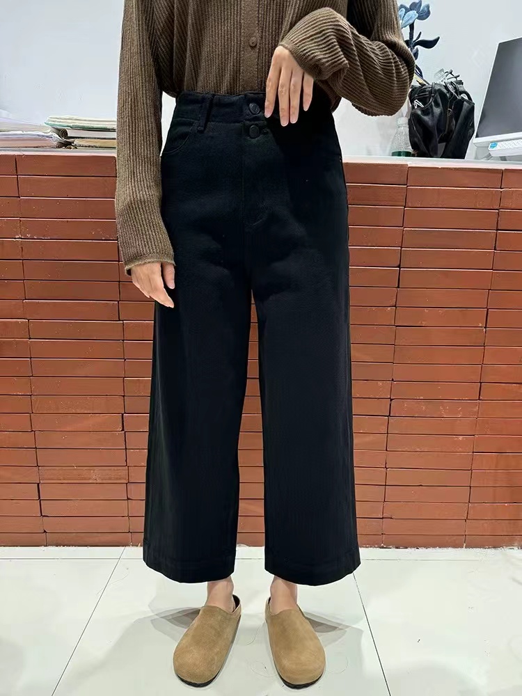 [七姐家]2024年秋款高腰两粒扣时尚设计四面弹九分奶奶裤