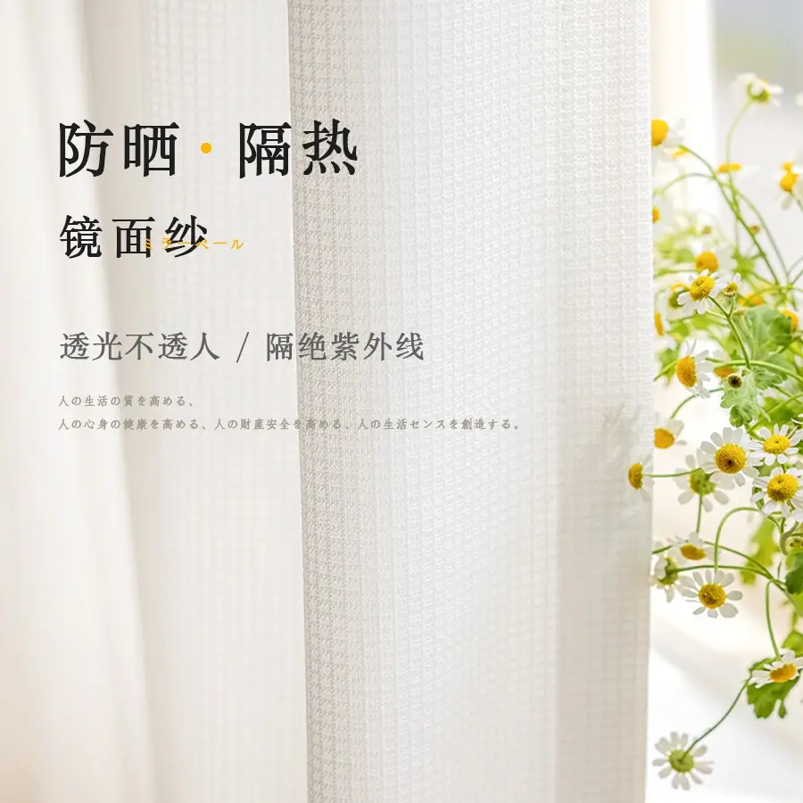 【日式镜面纱】透光不透人客厅遮阳卧室飘窗阳台防晒定制梦幻白纱帘