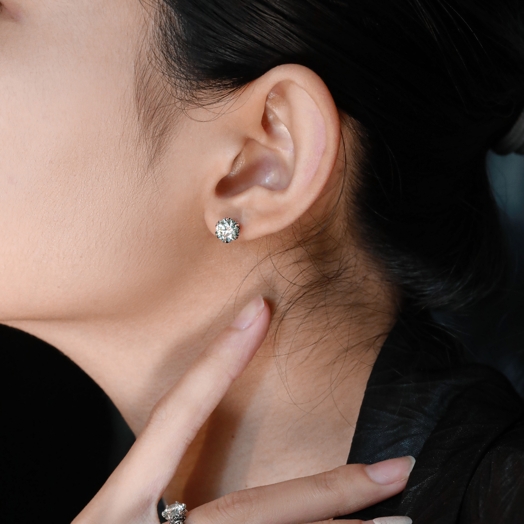 925银耳饰 925银耳饰 E22907 蓝色莫桑鸢尾皇冠耳钉耳环