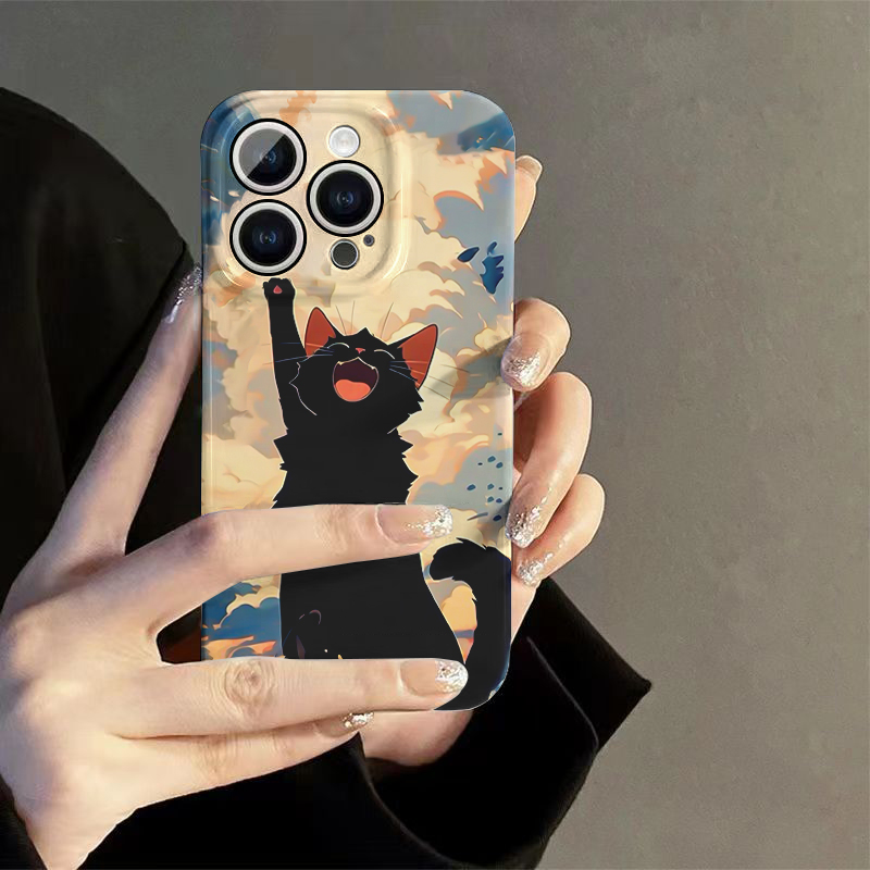 适用苹果15手机壳iPhone14promax创意13个性12卡通11举手猫xr简约