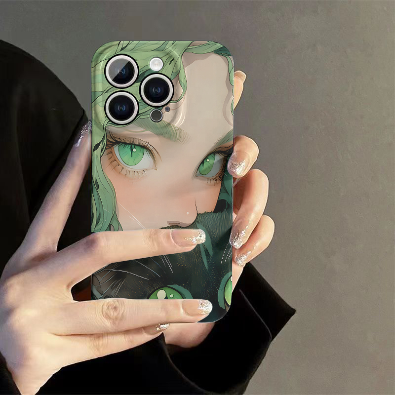 适用苹果15手机壳iPhone14promax创意13个性12卡通11猫和少女简约