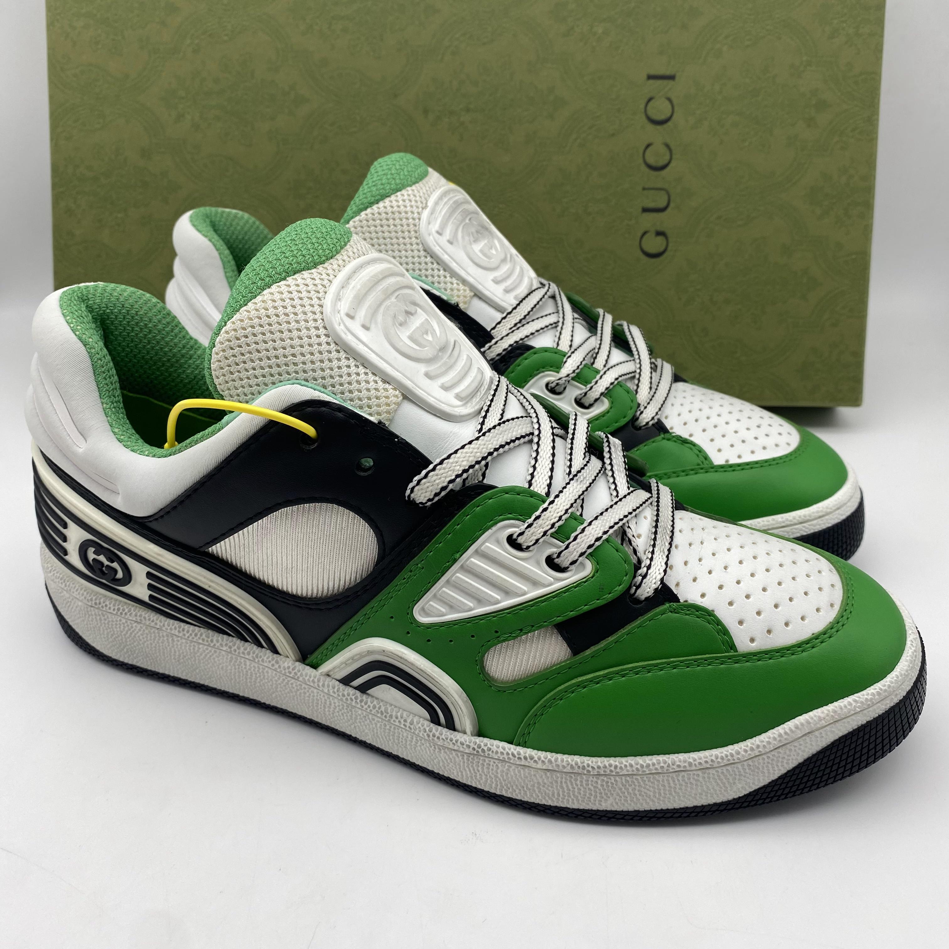 99新 GUCCI/古驰 /39.5/41欧码/黑白绿拼色舒适脏脏鞋 全套未使用