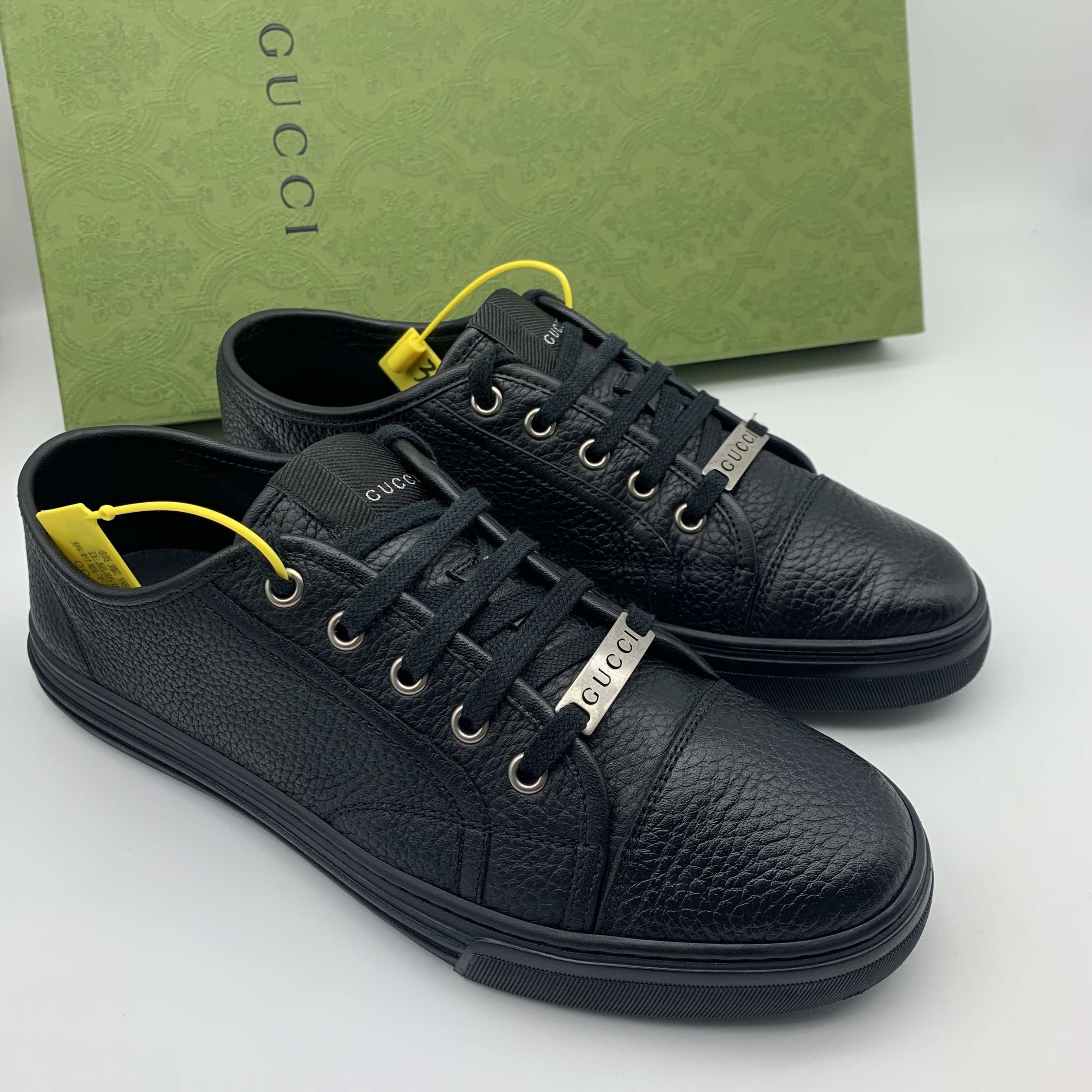Gucci/古驰 二手男士皮质黑色休闲时尚百搭板鞋/95新38.5码