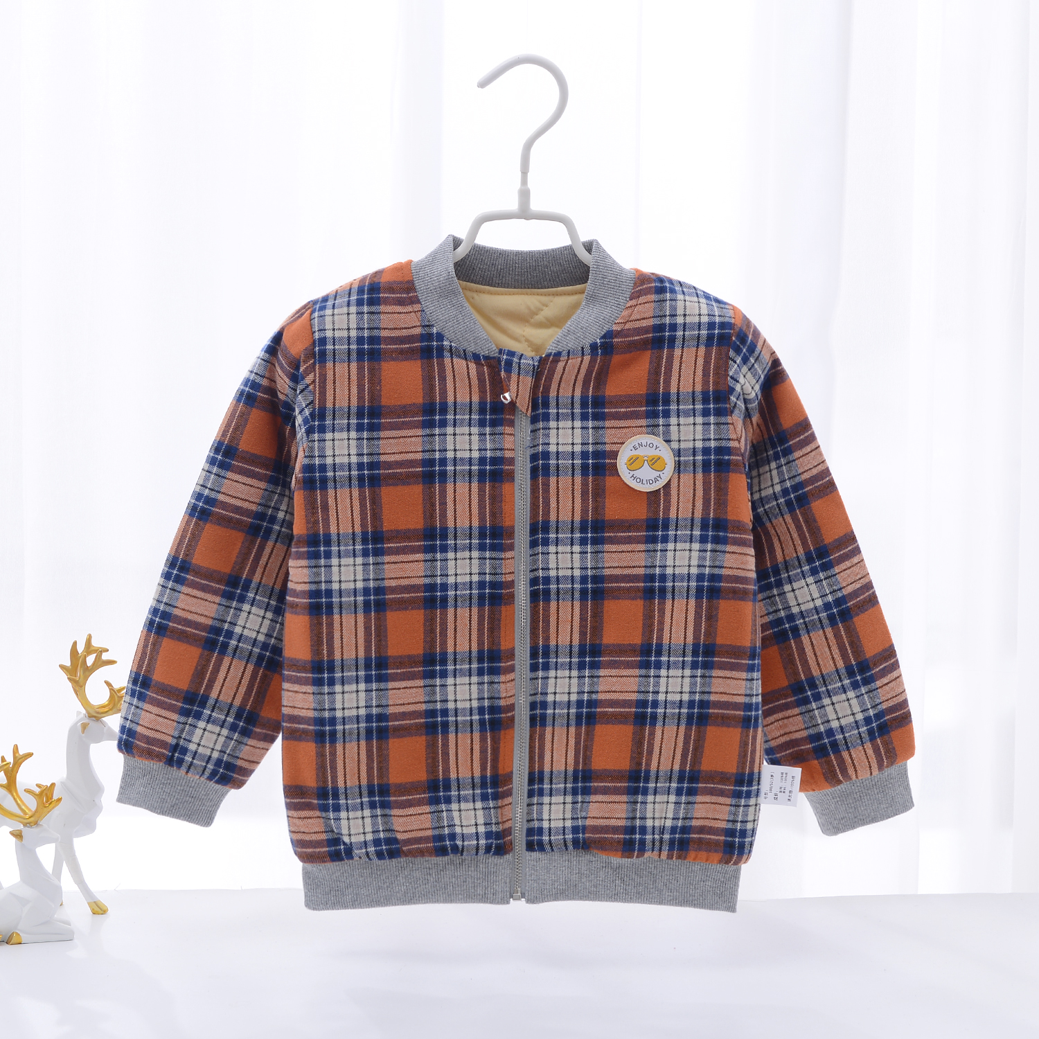 外穿格子新中式防寒小童内胆学生童装保暖衣服宝宝棉服外套加厚