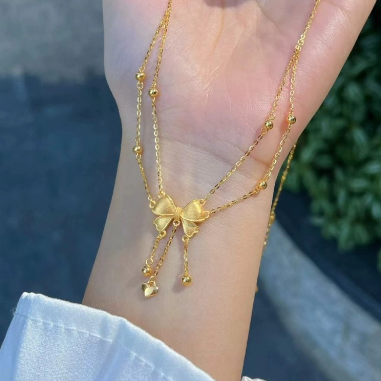 铜合金项链 2025新款公主流苏蝴蝶结项链女款气质百搭精致吊坠