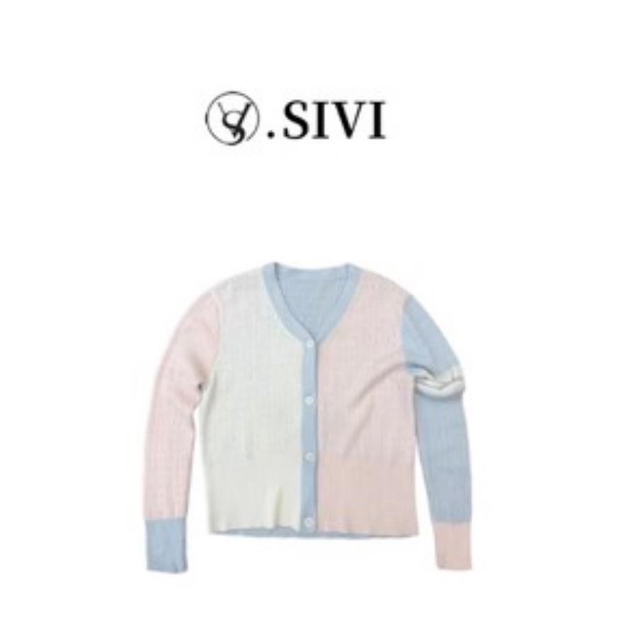 熙薇设计师上衣【拼色美学】新款百搭时尚休闲毛衣F6432