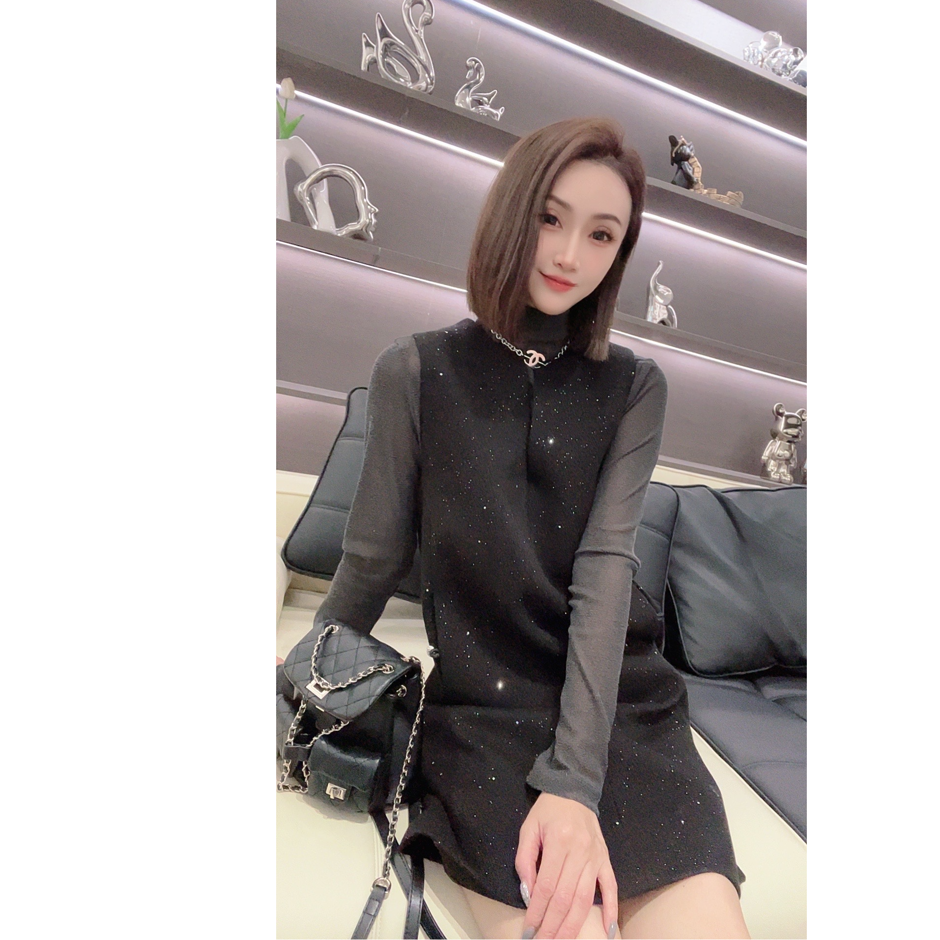 【熙薇品牌】设计师款连衣裙2024冬季新款休闲时尚气质连衣裙F7458