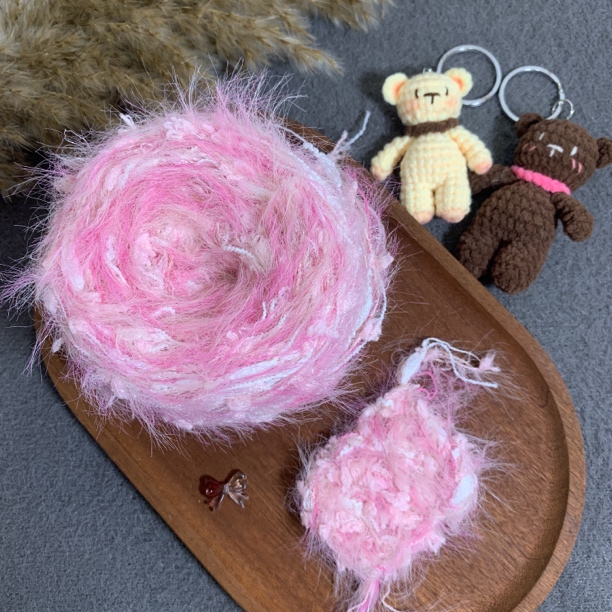 粉色貂毛柔软特色手混线毛线手工编织猫耳帽子包包围巾卡套