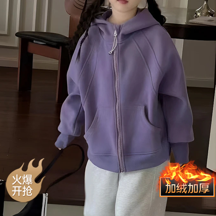 韩版春夏儿童大童宽松卫衣2025新款春秋女童卫衣加厚连帽一体绒潮