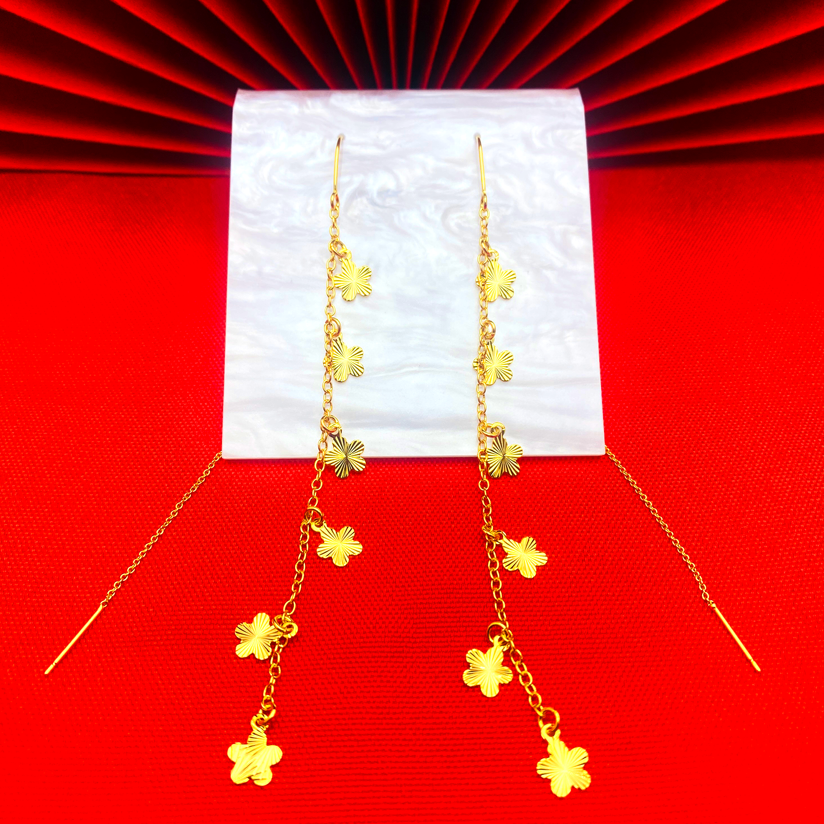 铜合金耳饰 【太阳花U型长款耳线】精美气质百搭不掉色新中式耳饰