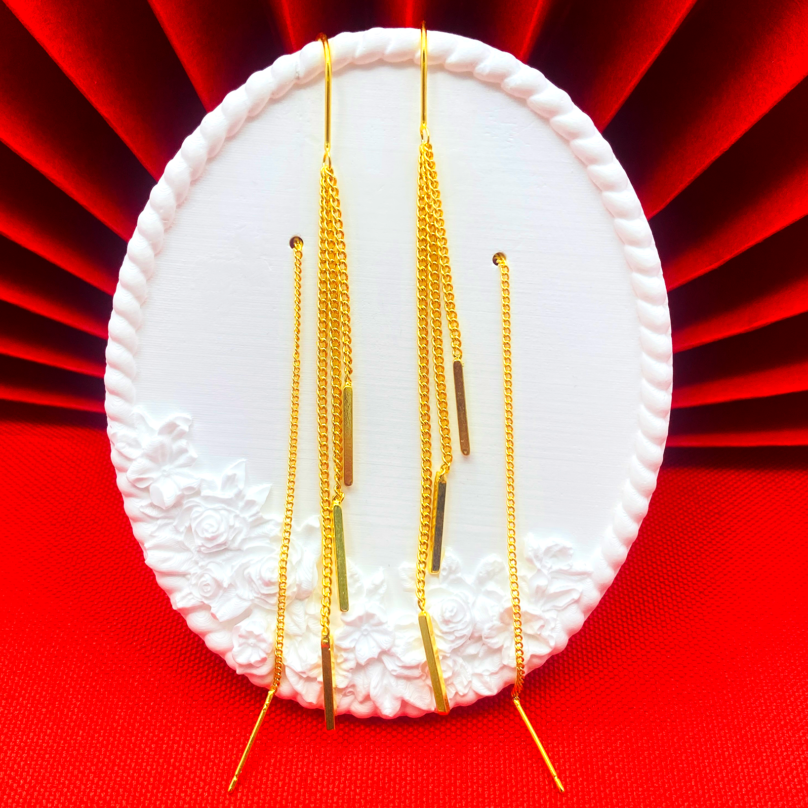 铜合金耳饰 【三线珠珠U型耳线】百搭气质精美优女款首饰品简约耳环