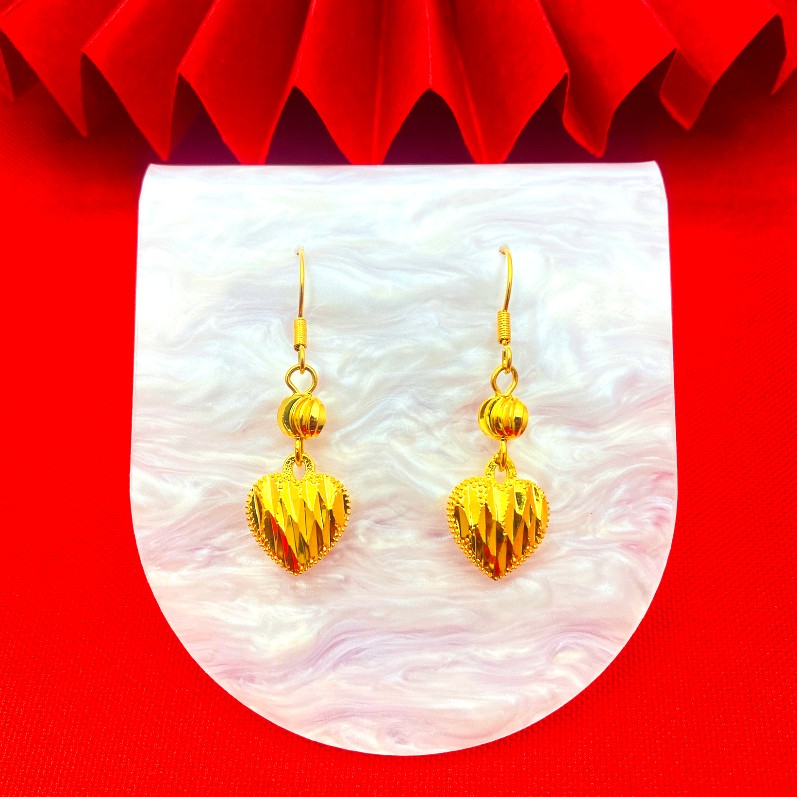 铜合金耳饰  【环球爱心耳环】精美网红优雅简约百搭耳坠女款女耳环