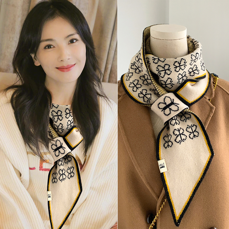 【小扬哥推荐】千鸟格小围巾女秋冬季韩版百搭ins潮保暖装饰护颈脖