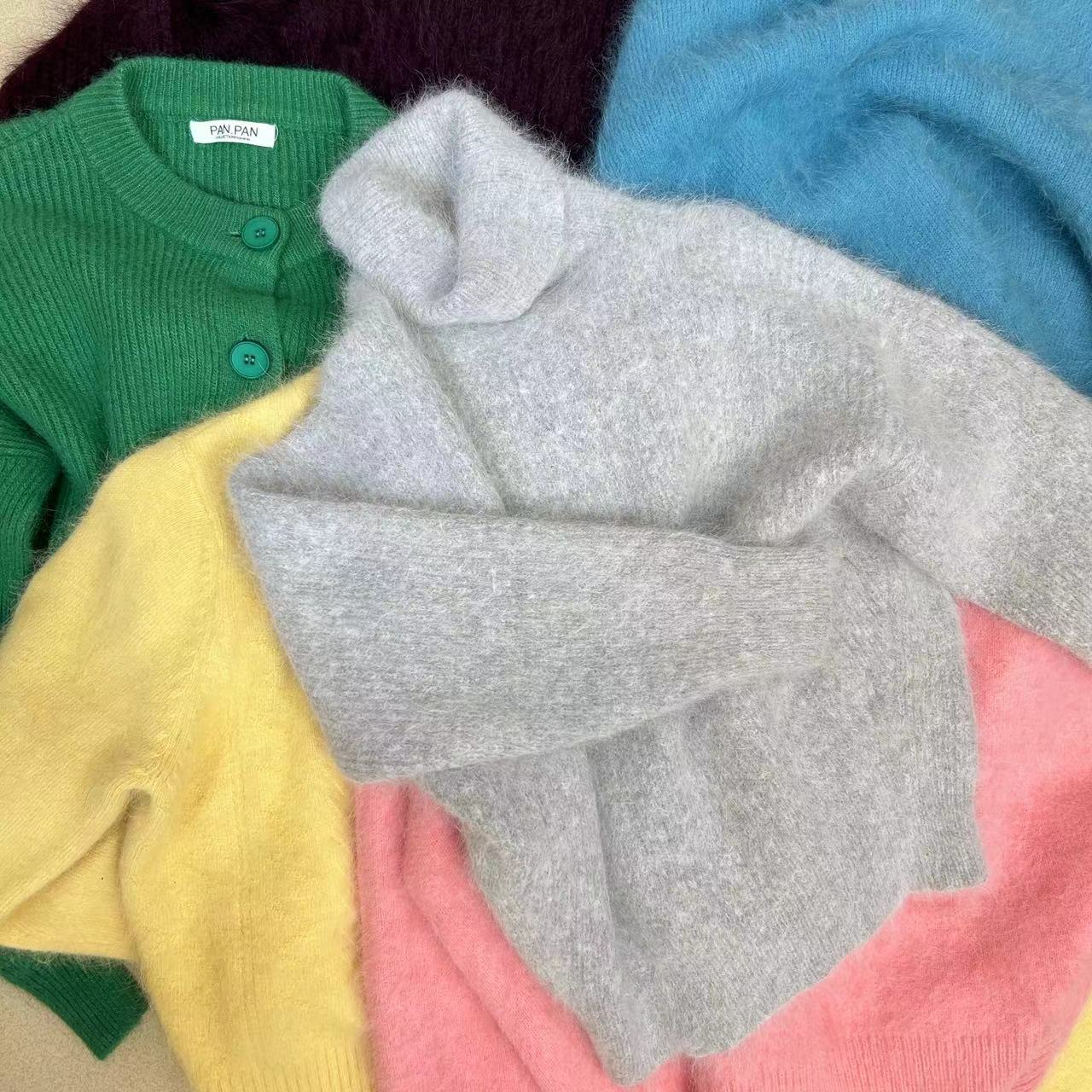 冬季圆领韩版宽松百搭高领厚兔毛衣长袖毛绒绒毛衣氛围感秋冬毛呢