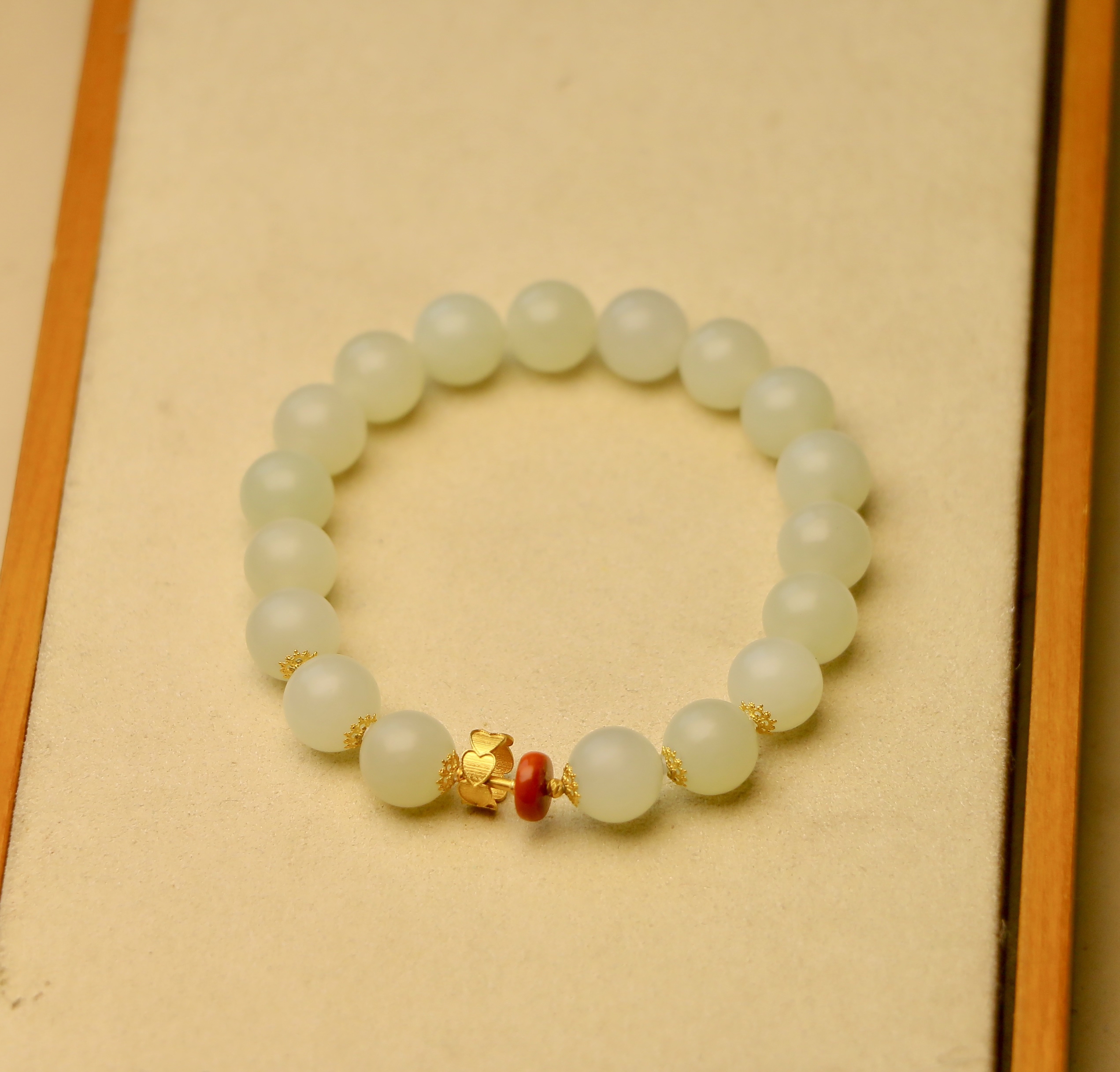 和田玉白玉单圈手串