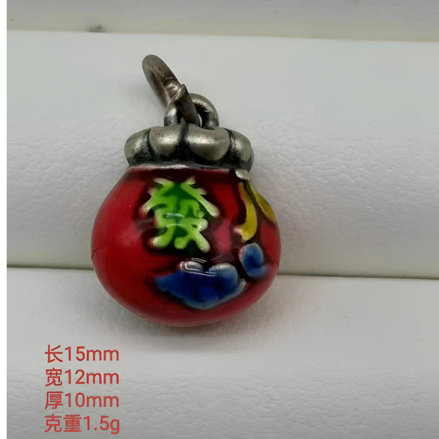 足银珐琅银制品 足银999珐琅福袋手工配饰配件