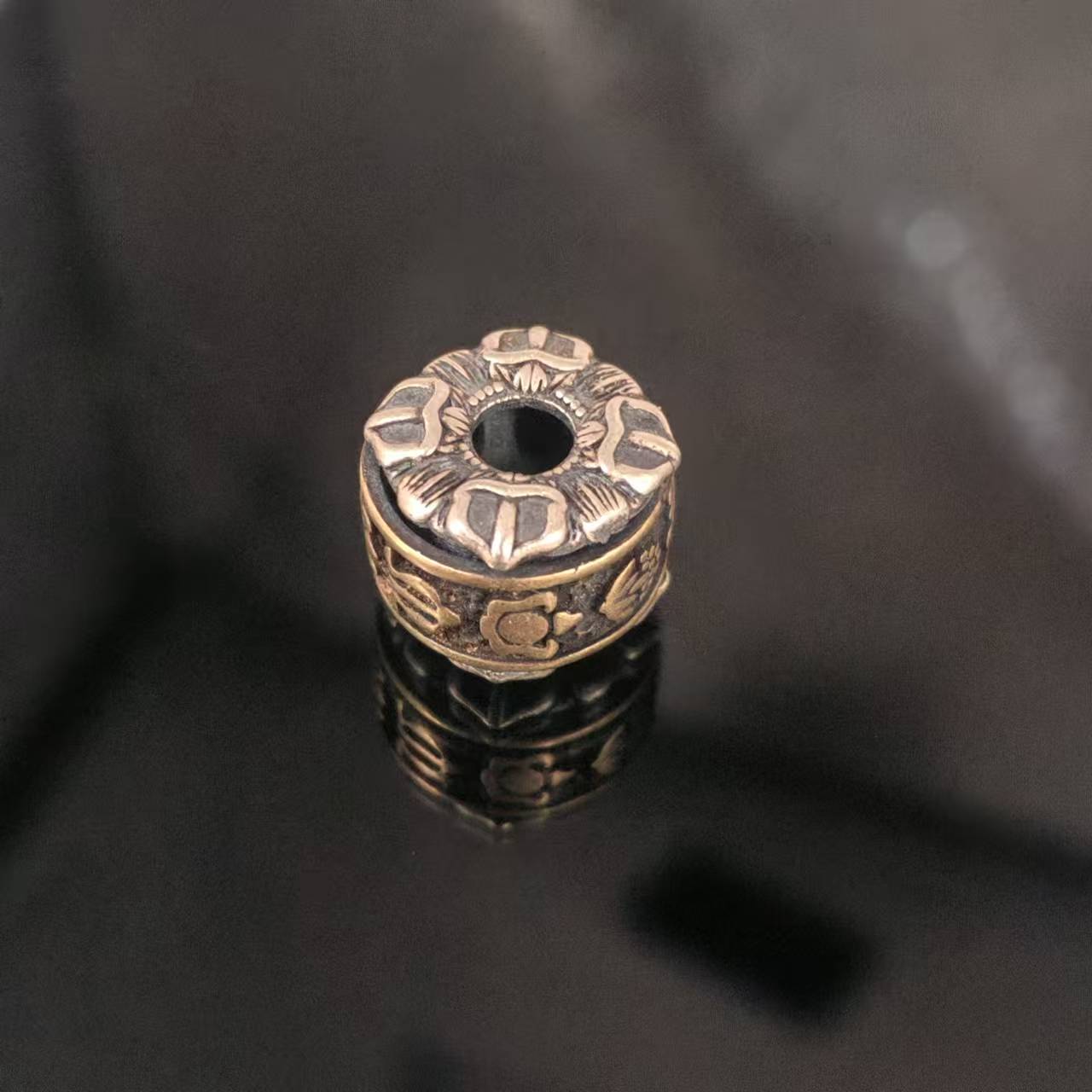 925银银制品 八大守护神重工可转动鼓珠卡12.5mm内径4mm