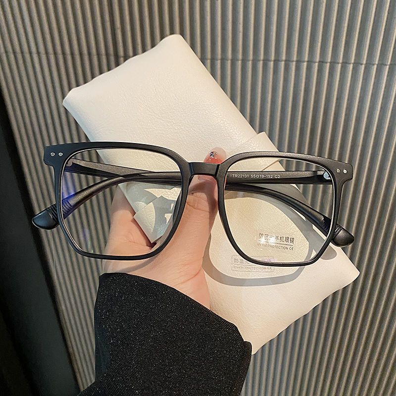 复古黑框眼镜男潮近视可配圆脸防蓝光辐射无度数平光女大框眼镜框