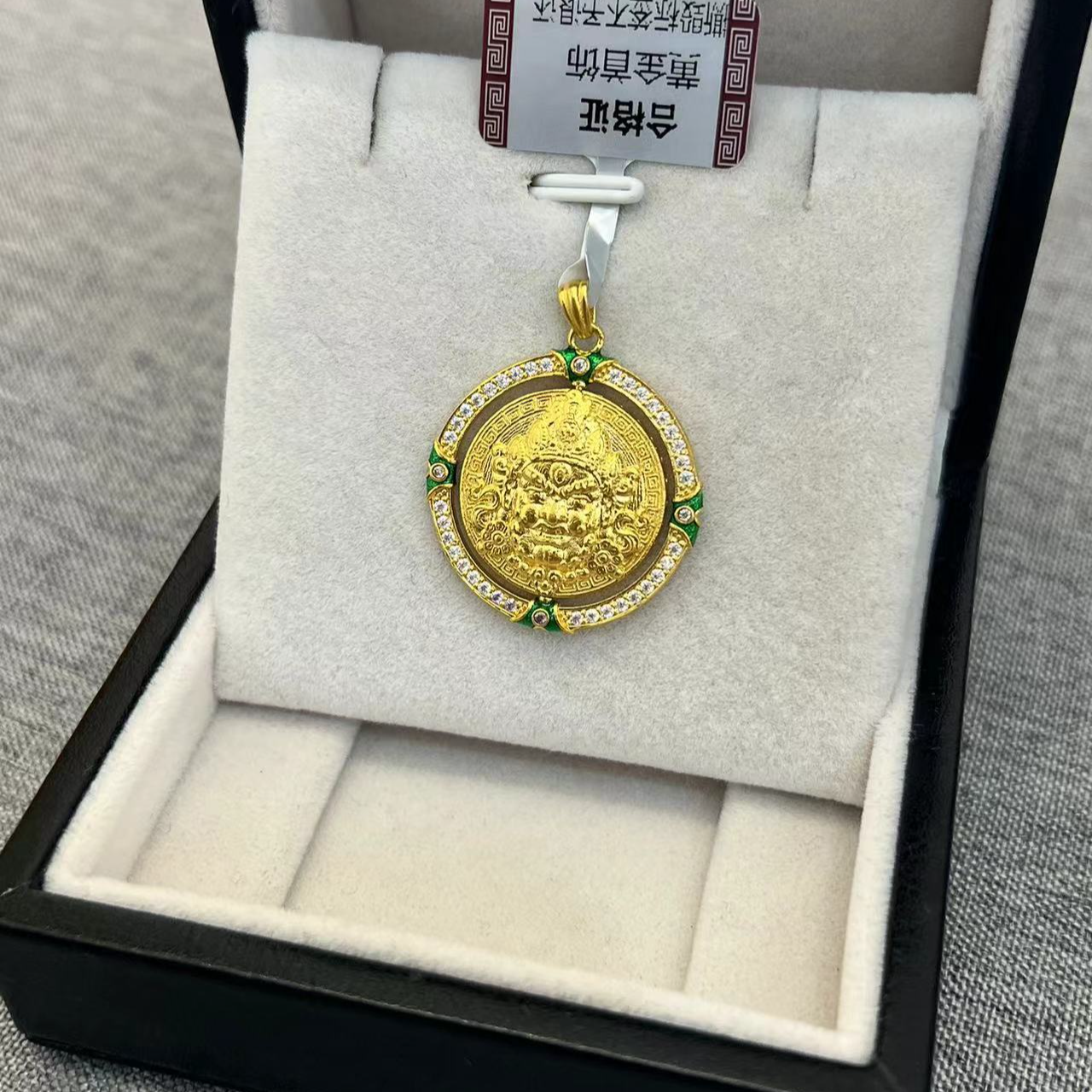 【东豪凯哥】足金精工镶嵌可转动珐琅黄财财吊坠 12.06g