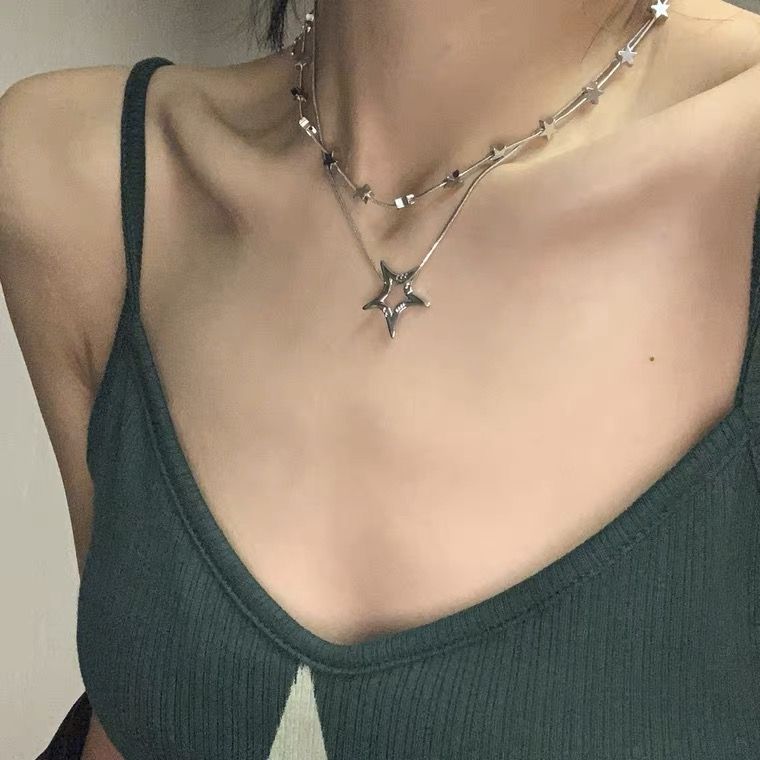铜合金仿珍珠项链 春夏新款辣妹星星项链小众个性设计感时尚简约