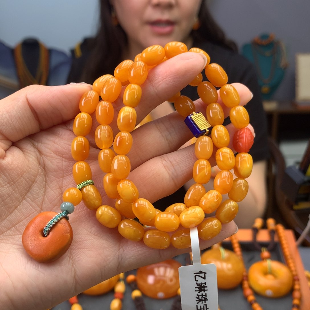 蜜蜡手串未镶嵌天然
