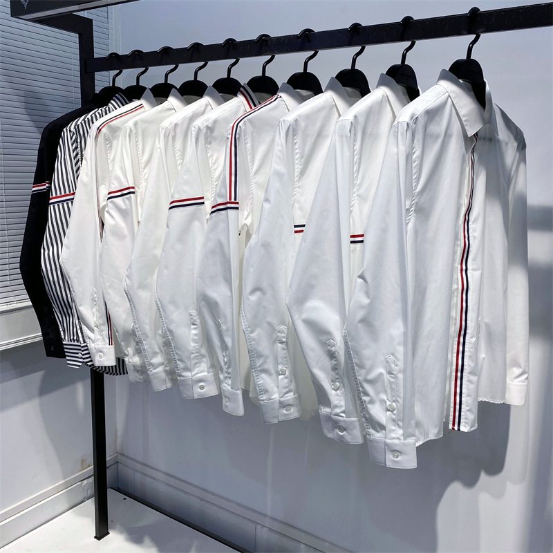 COOR KEVA男装长袖衬衫时尚商务修身织带衬衫织带男士休闲衬衫潮