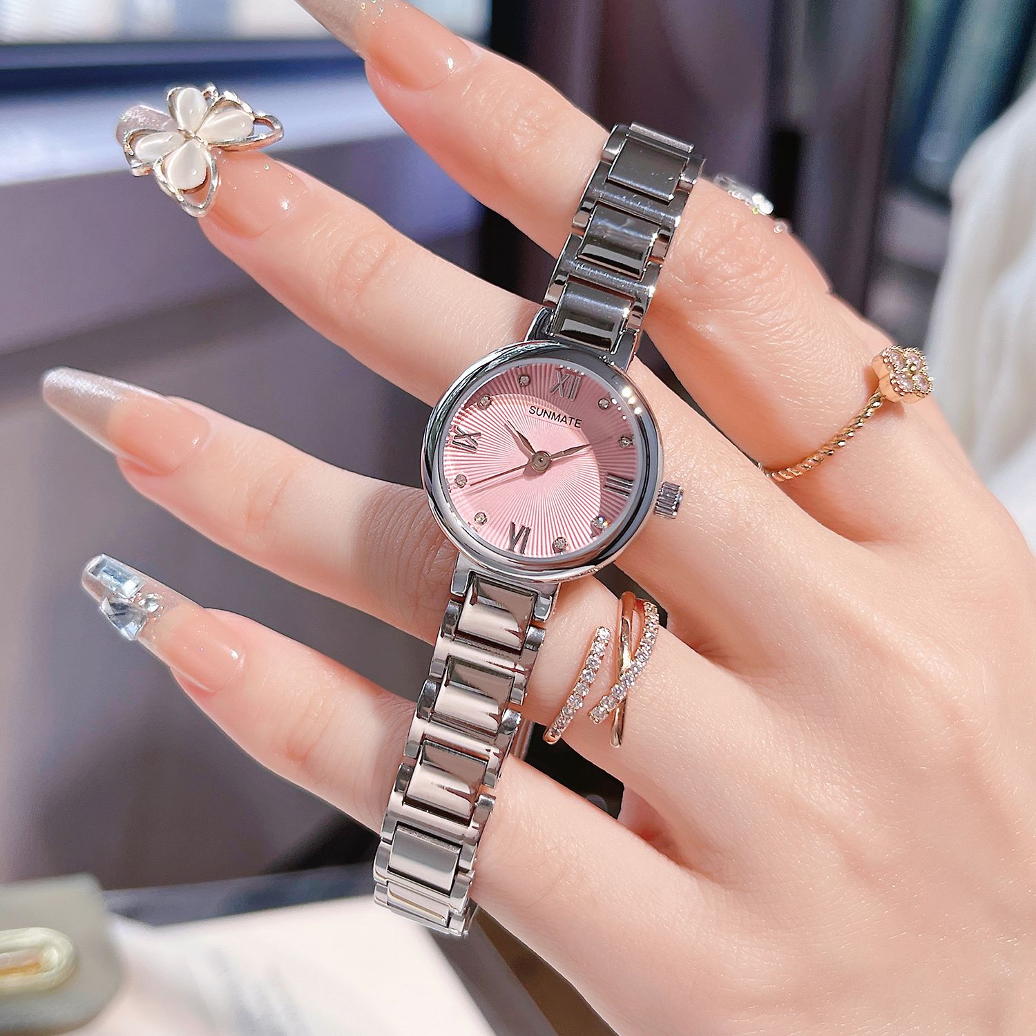 蓝高颜值网红新款女表小表盘精致时尚轻奢气质百搭防水腕表女生