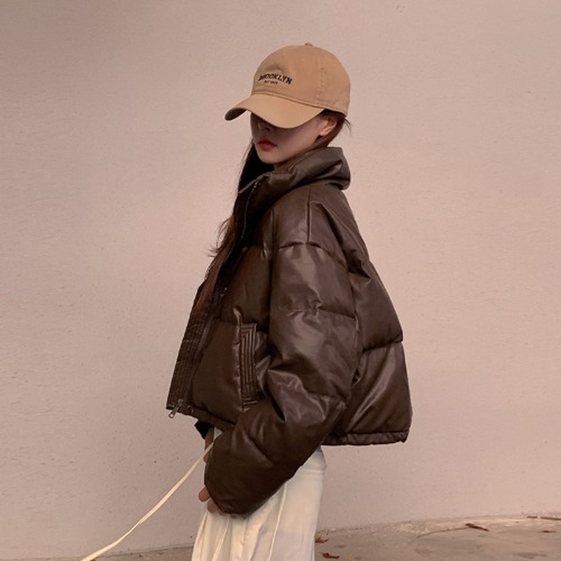 【618】PU皮棉服棉衣女冬季新款小个子短款高级感超好看外套棉袄