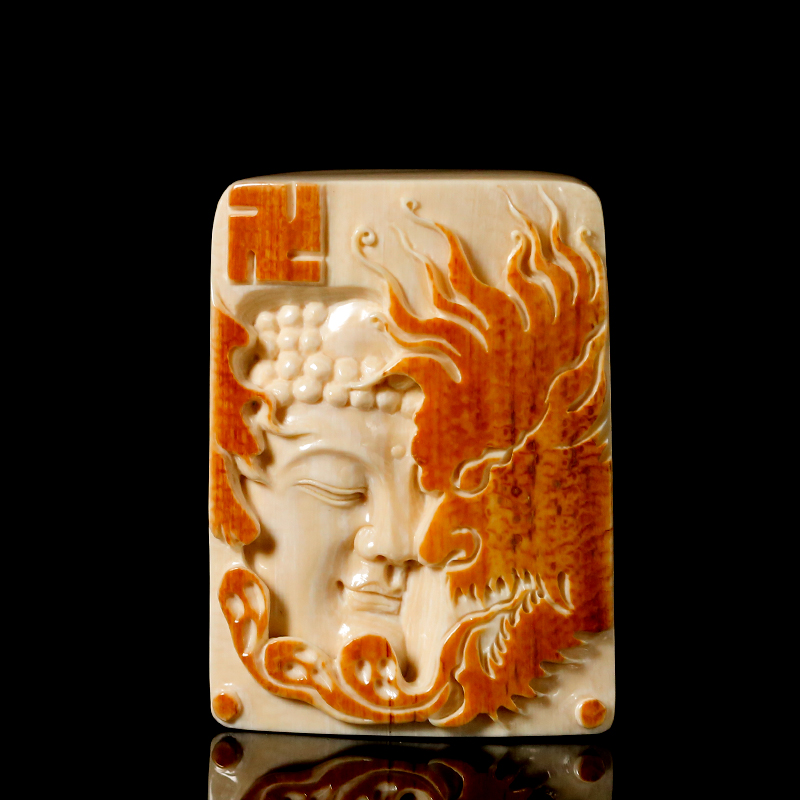 猛犸象牙一念之间挂件徐晓洋手工雕刻红黄皮雕款冰料吊坠牌子