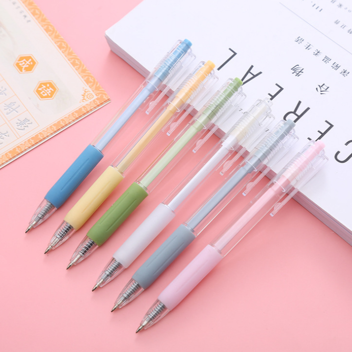 学生刷题莫兰迪色按动中性笔可爱无印风按动笔学习办公水性签字笔