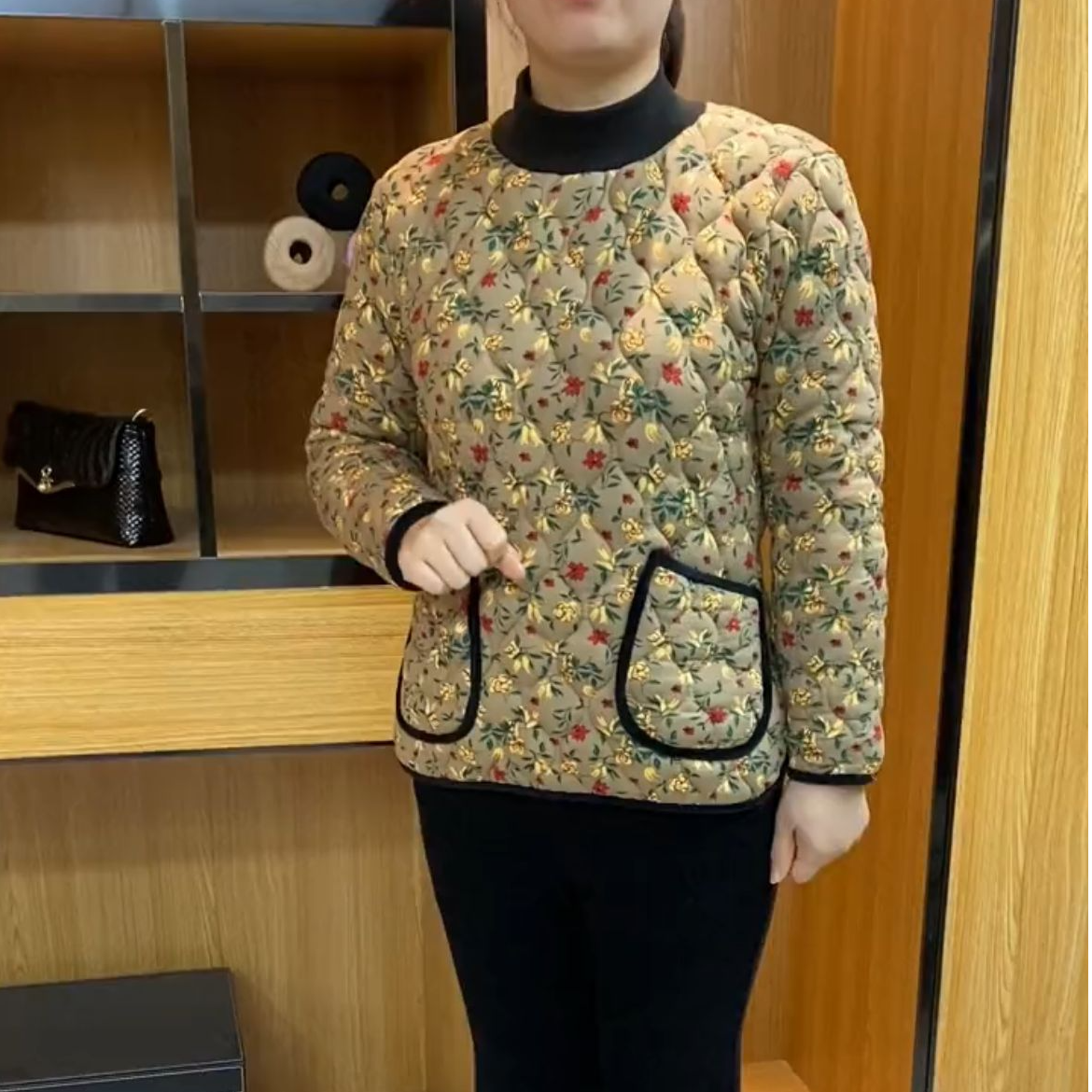 新款弹力棉袄内搭半高领套头棉衣妈妈秋冬加厚保暖内胆棉衣2024