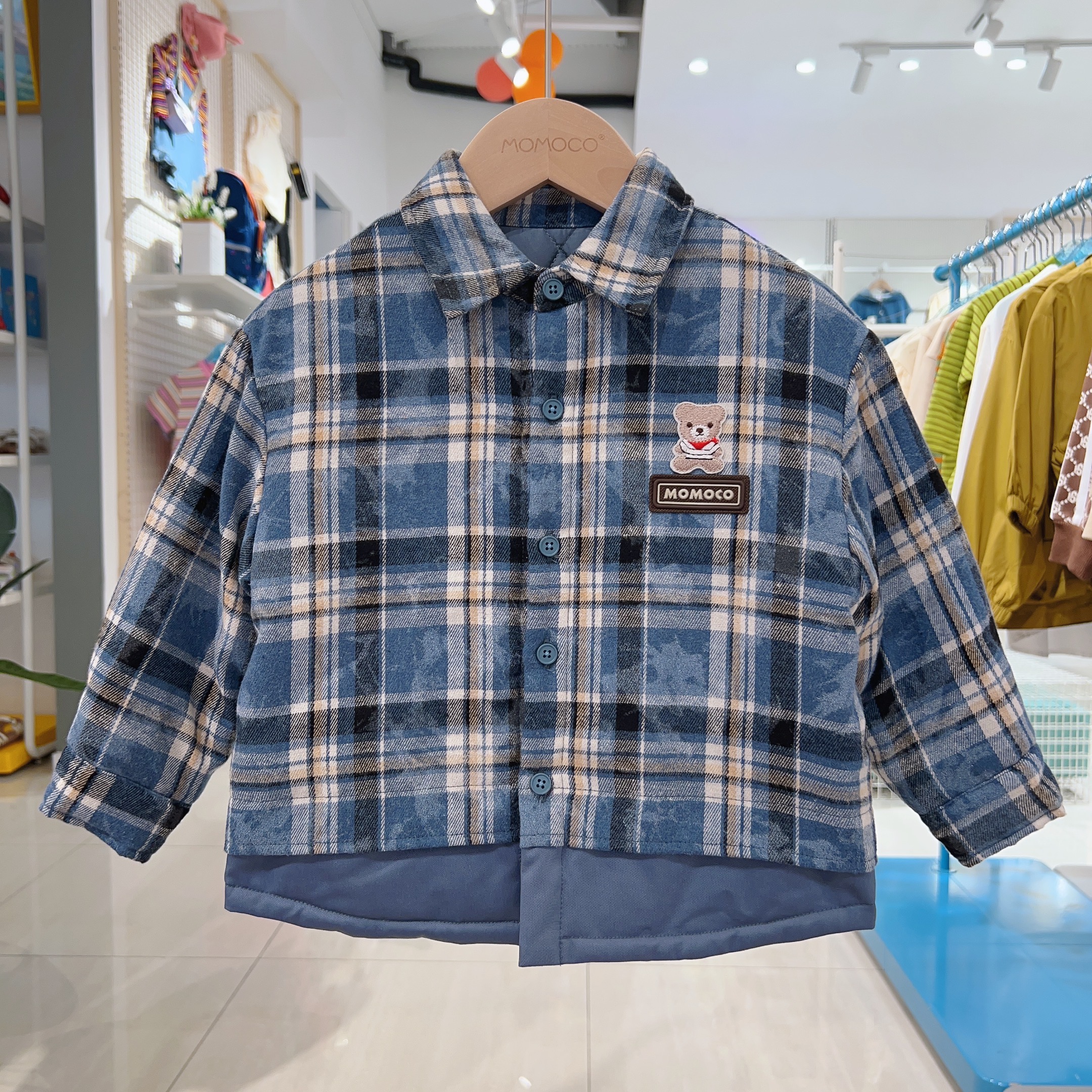 MOMOCO冬季男童格子休闲百搭外套75430107034