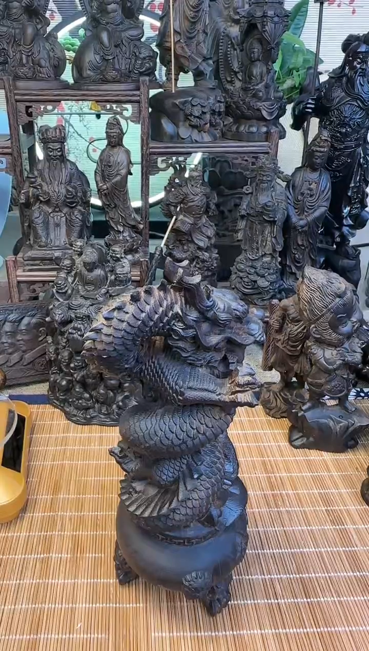 【闪购商品】香木龙柱摆件