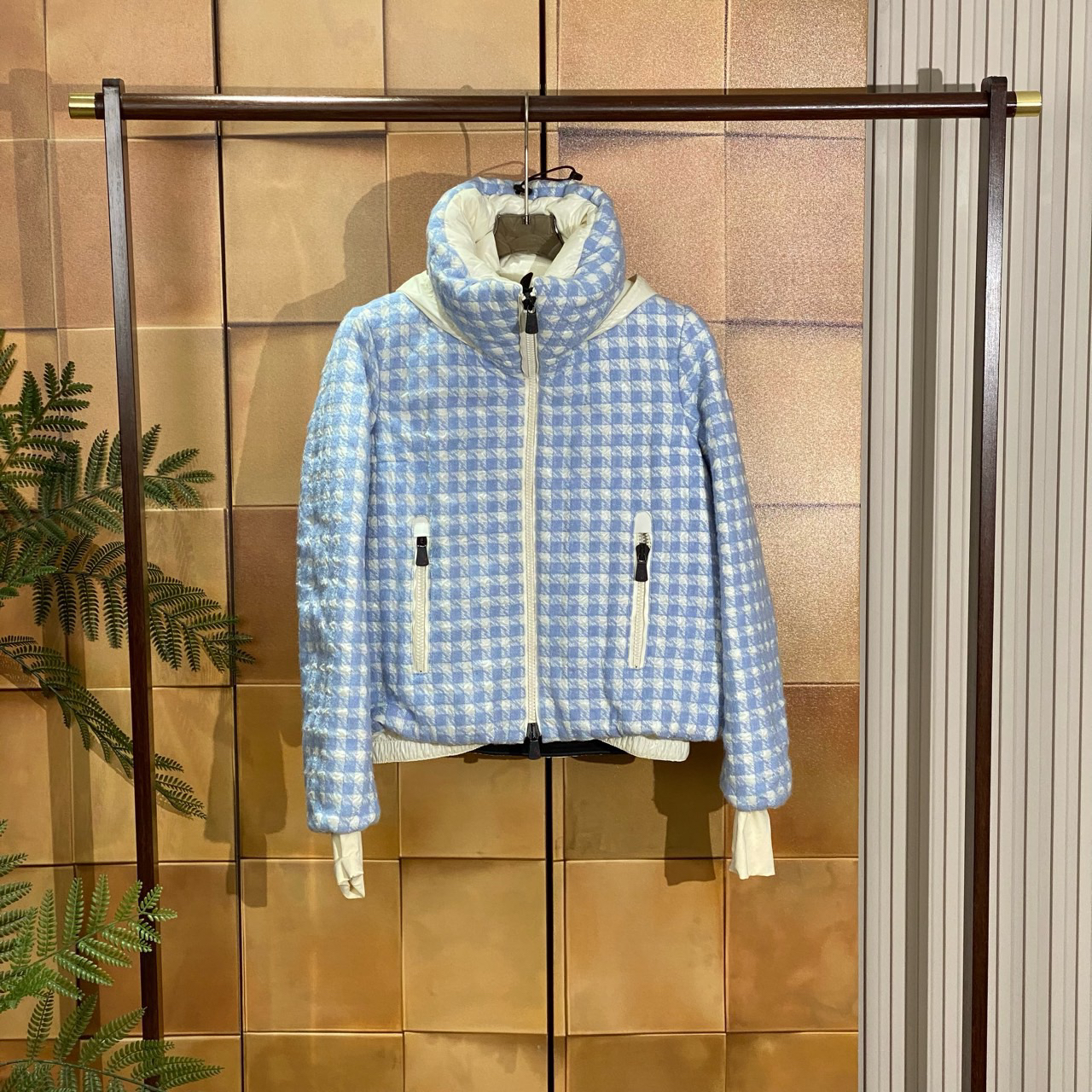 Moncler Mufule高端滑雪线千鸟格羽绒服/0码/全新带吊/25601