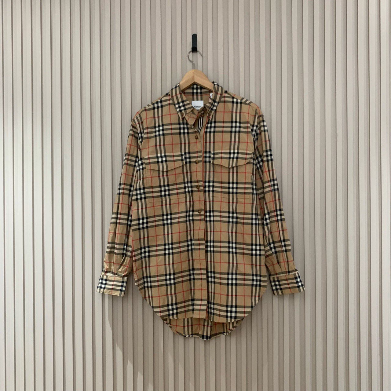 Burberry爆款双口袋红线格纹衬衫/uk4/全新/11416