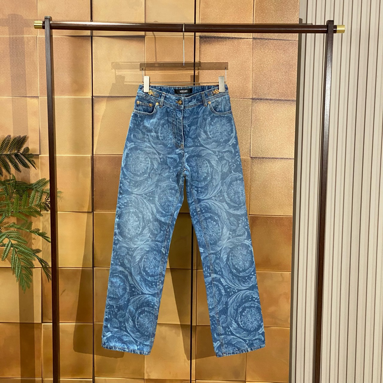 Versace秀款花卉马衔扣牛仔裤/24码/99新/28953