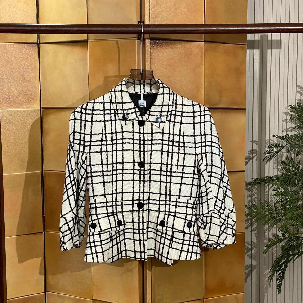 Gucci 黑白格纹小香风外套/40码/99新/20694