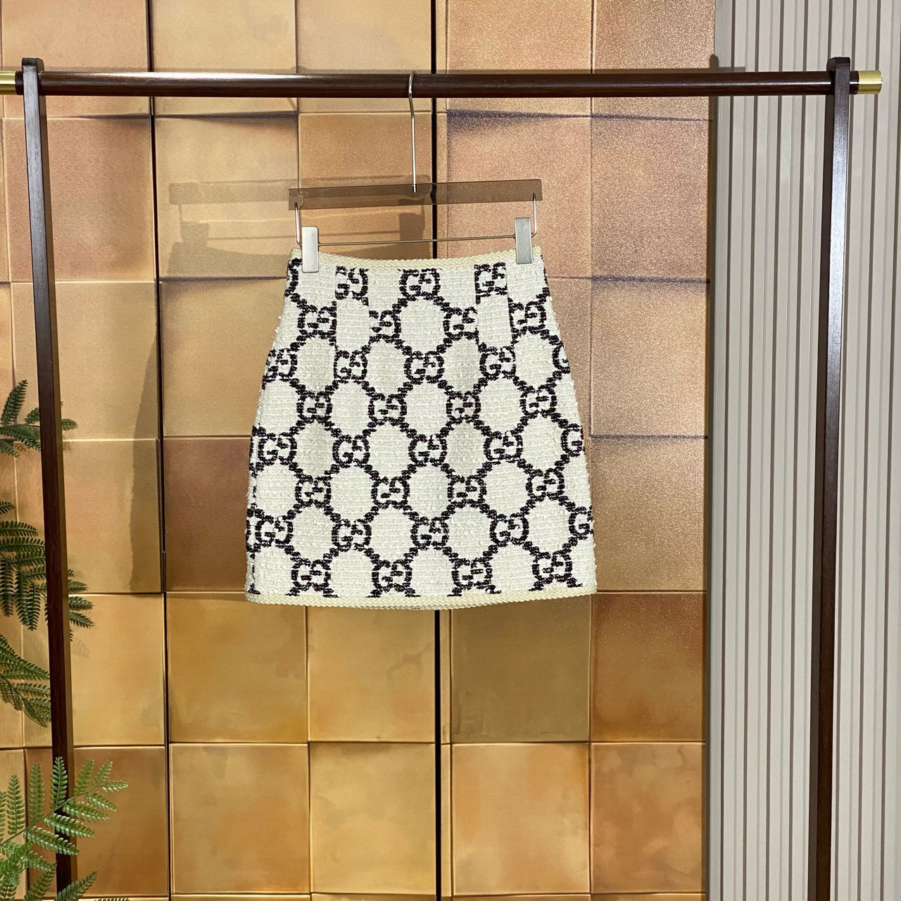 Gucci 米白色老花满印半身裙/36码/99新/26548