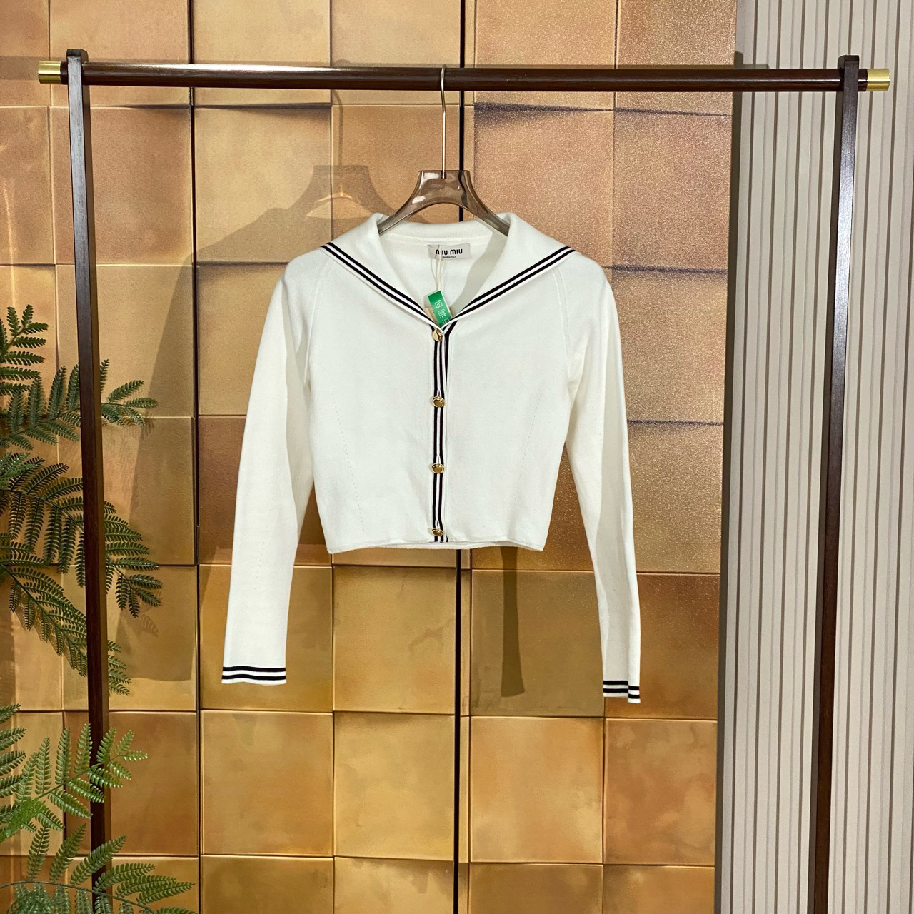 Miu Miu 24ss新款海军领字母logo金扣针织外套/36码/99新/28093