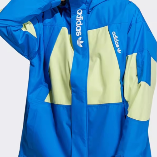 阿迪达斯三叶草拼色连帽冬季外套H07079Q