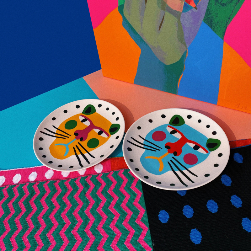 uodycoco豹宝先生不高兴餐盘果盘饰品盘韩式卡通可爱家用圆型盘子