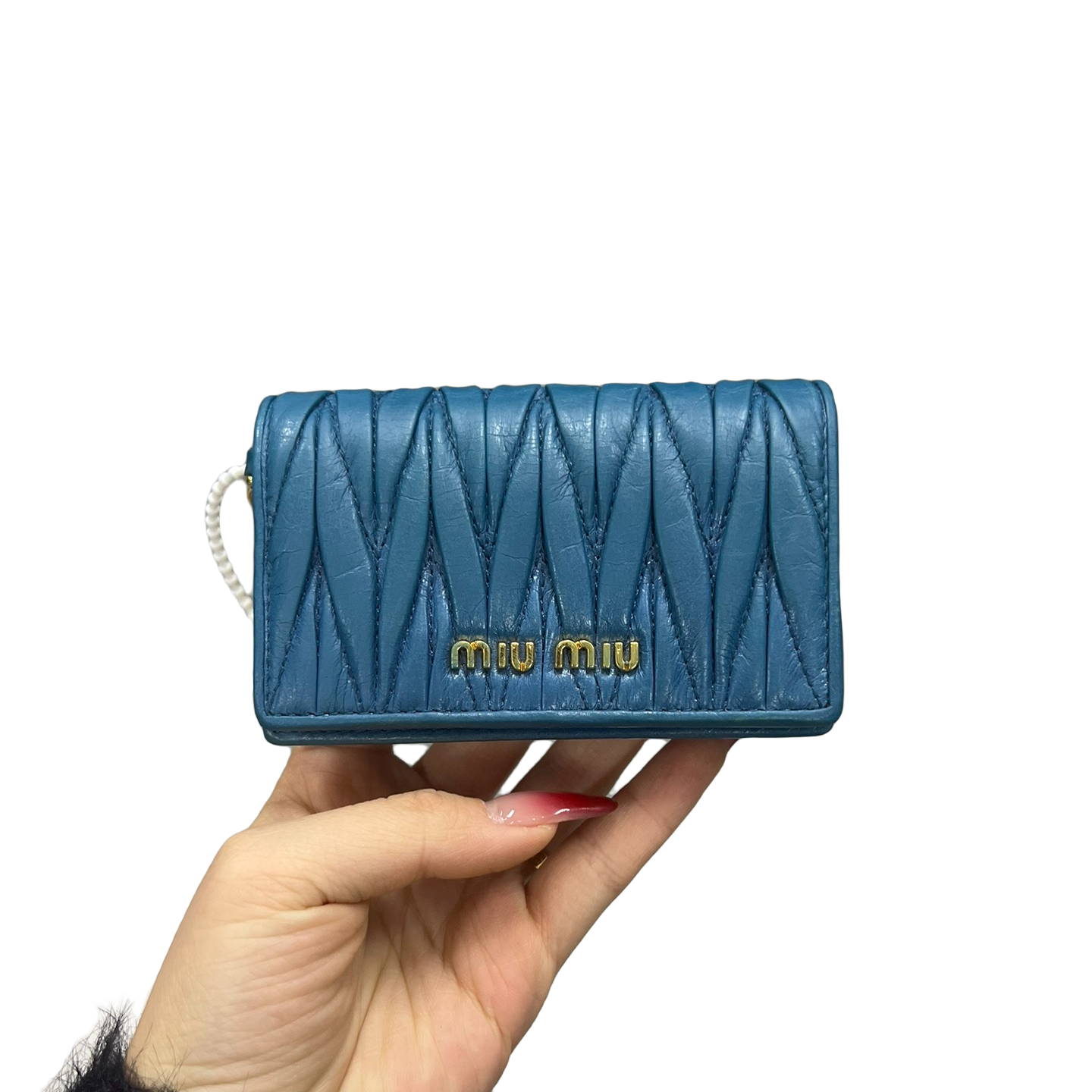 95新 妙可柒月 缪缪卡包/mk6452 蓝色女士经典