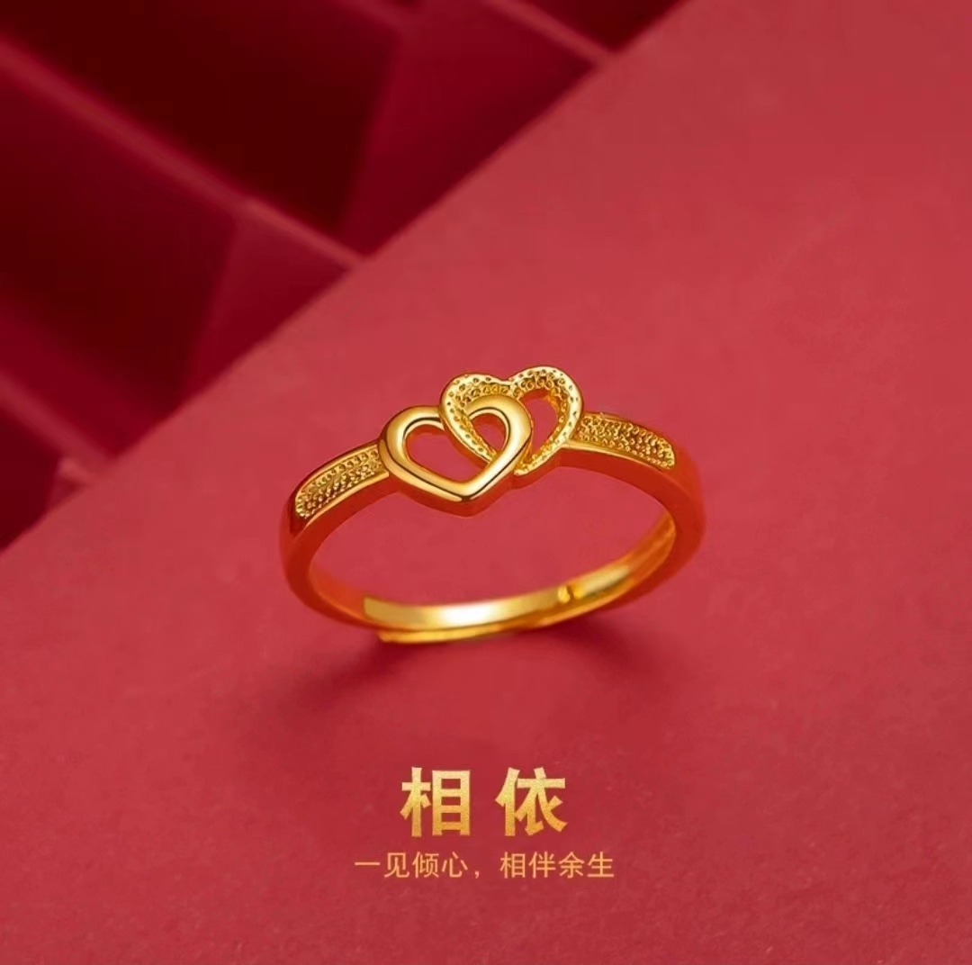 【相依戒指】心心相印戒指开口大小可调爱心戒指
