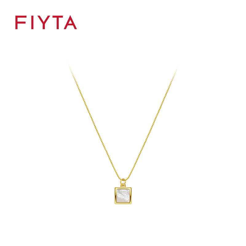 合金项链 飞亚达新中式方块锁骨链项链气质轻奢百搭时尚