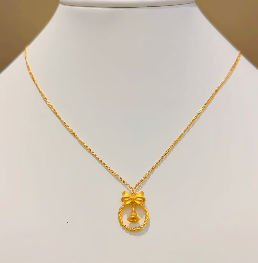 足金999在逃公主铃兰花环时尚百搭经典5G工艺黄金项链