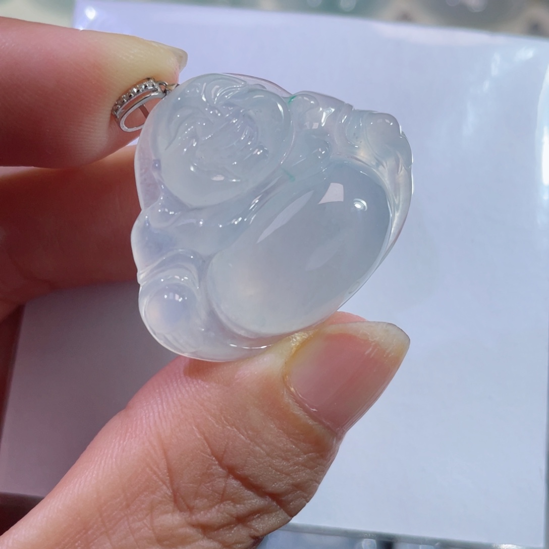 翡翠颈饰18K金镶嵌佛公