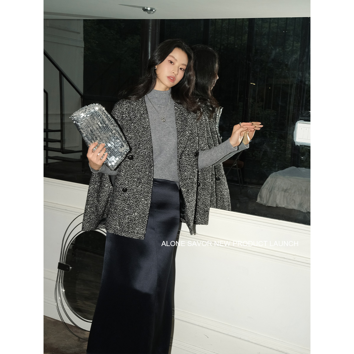 【ALONE SAVOR】慢调巴黎 新贵宽松大气高级经典斗篷大衣0038