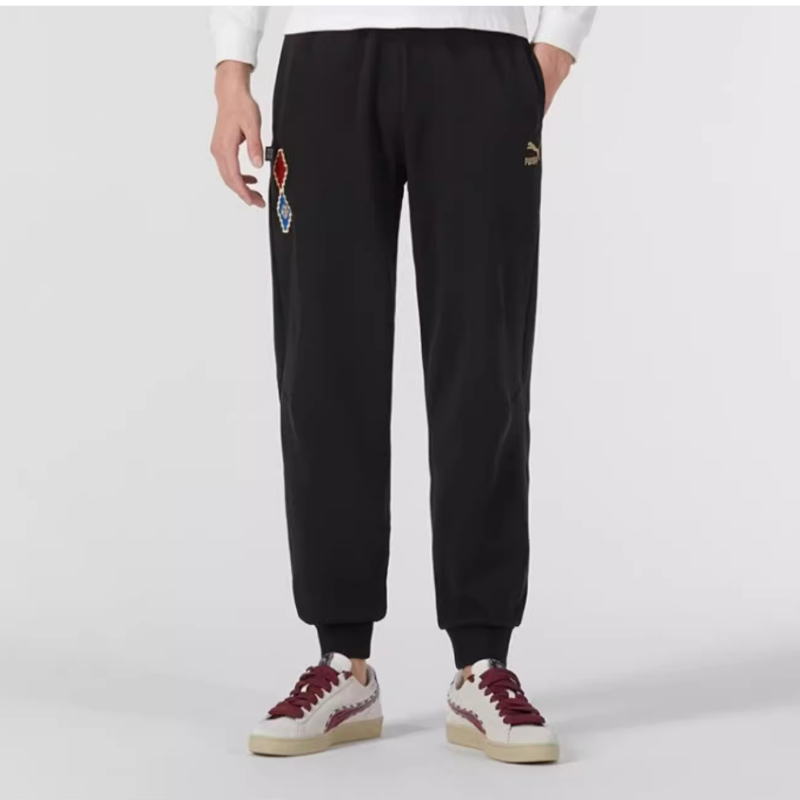 【滔搏联动】Puma彪马中性休闲裤黑色时尚印花针织长裤62583701